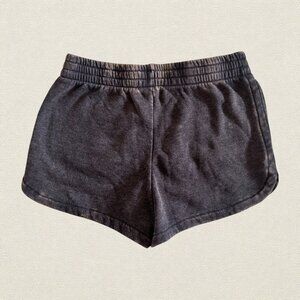 Weathered Black Knit Lounge Shorts | Super Soft Washed Cotton Blend | Pockets |